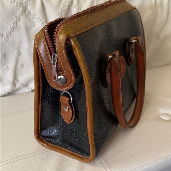 Dooney & Bourke Vintage All-Weather Black and Brown Leather Satchel Handbag - Picture 4 of 5